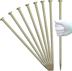 16 Inch Rebar Stakes - 1/2 Inch Diameter Galvanized Steel Ground Anchors Hevy Duty Garden Stake Metal Camping Tent Stakes with Point End for Speed Bump, Hard Soil, Fence, Etc (10)