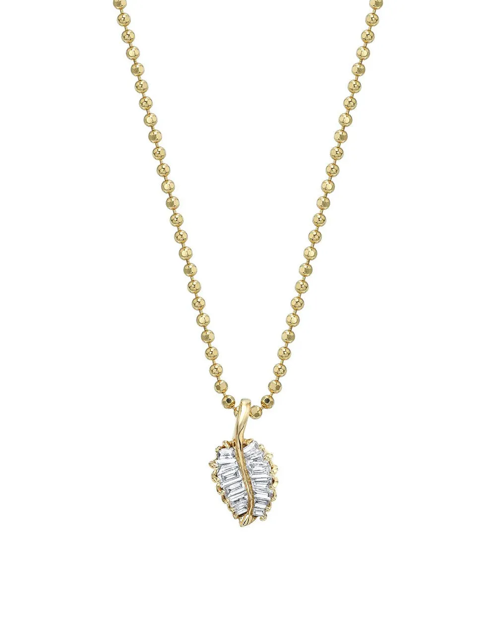 18k Yellow Gold Small Palm Leaf Diamond Necklace