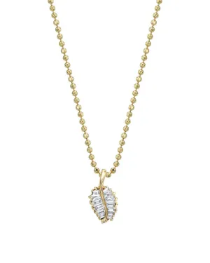 18k Yellow Gold Small Palm Leaf Diamond Necklace
