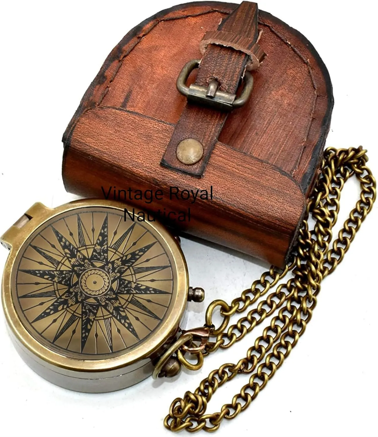 AASIYA Military Compass for Hiking and Survival- Waterproof Brass Nautical Pocket Compass with Leather Carry Case & Chain for Camping Hunting Climbing Exploring Geology Outdoor Activities