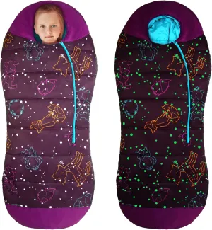 AceCamp Glow in The Dark Mummy Sleeping Bag for Kids and Youth, Temperature Rating 30F/-1C, Water-Resistant for Camping, Hiking, and Slumber Party
