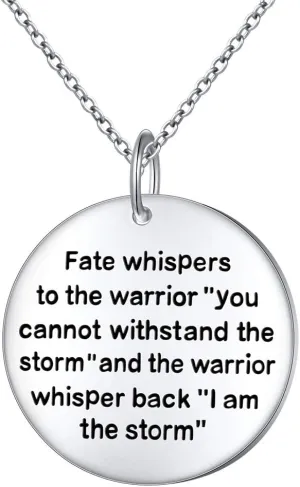 Alphm S925 Sterling Silver Bible Verse Inspirational Faith Heart Courage Pendant Necklace for Women Men Gift Jewelry