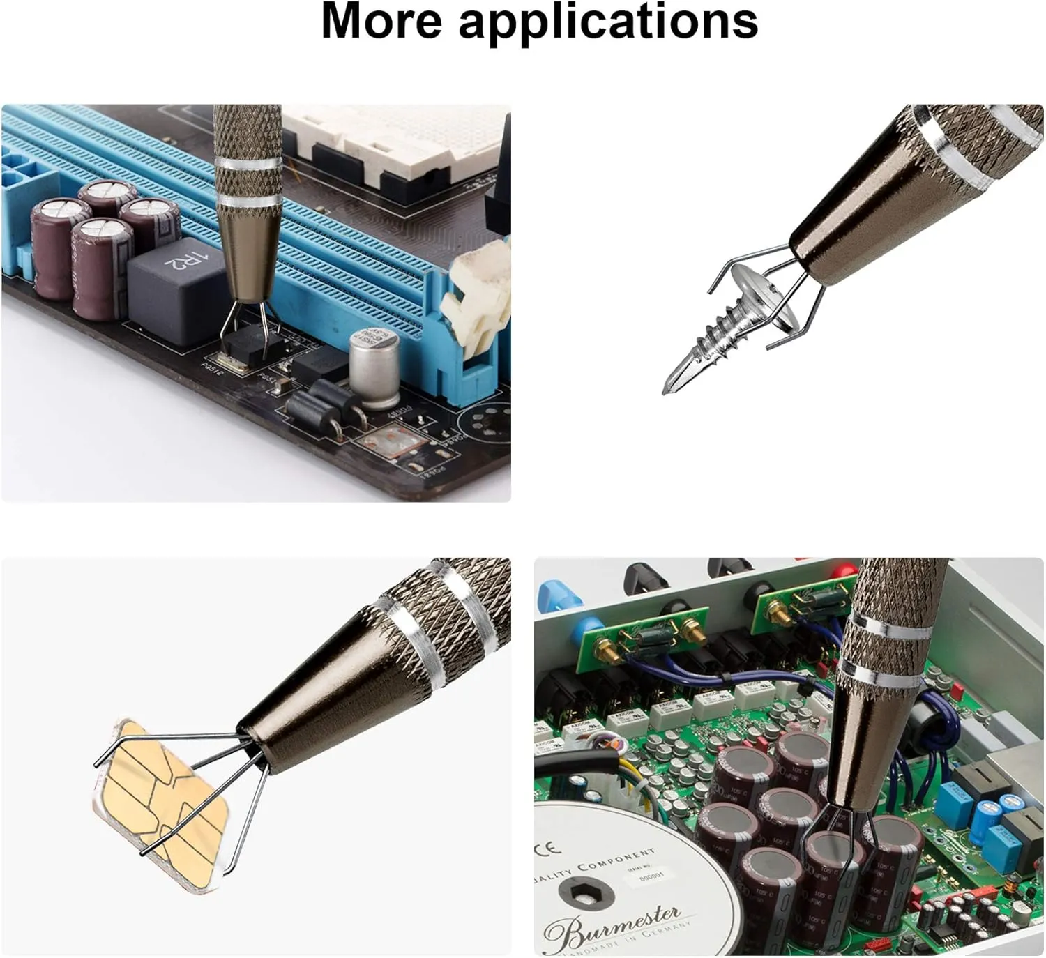 ANCIRS 2 Pack Stainless Steel 4-Claw Pick up Tool for Small Parts Pickup, 4 Prongs Grabber for Tiny Objects in Home, Office - IC Chip, Electronic Components, Nails Clamping-Bronze
