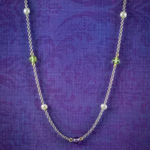 Antique Edwardian Suffragette Chain Necklace Platinum Circa 1915