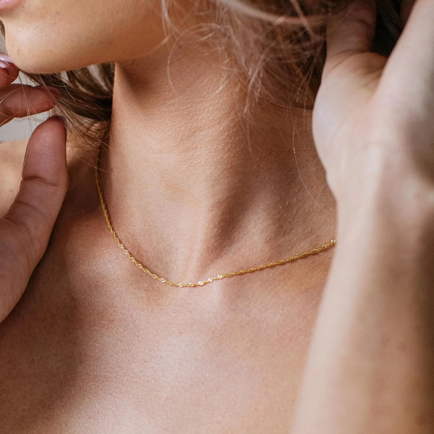 BAYLAY Gold Chain Necklace for Women - 18K Gold Plated Necklace Chain Dainty Gold Necklace for Women Gold Jewelry Gifts Size 16/18/20/22/24/26 Inch   2" Extender