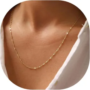 BAYLAY Gold Chain Necklace for Women - 18K Gold Plated Necklace Chain Dainty Gold Necklace for Women Gold Jewelry Gifts Size 16/18/20/22/24/26 Inch   2" Extender