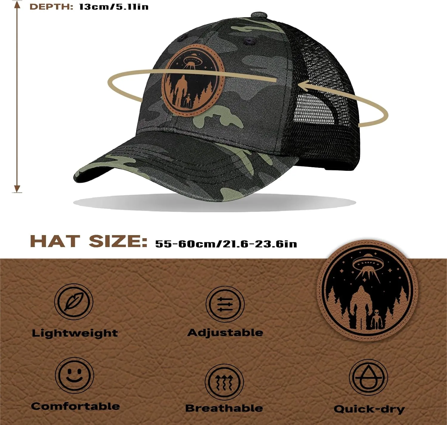 Bigfoot Sasquatch Gifts, Trucker Hats Mesh Baseball Cap Big Foot Gifts for Dad Men Bigfoot Lovers
