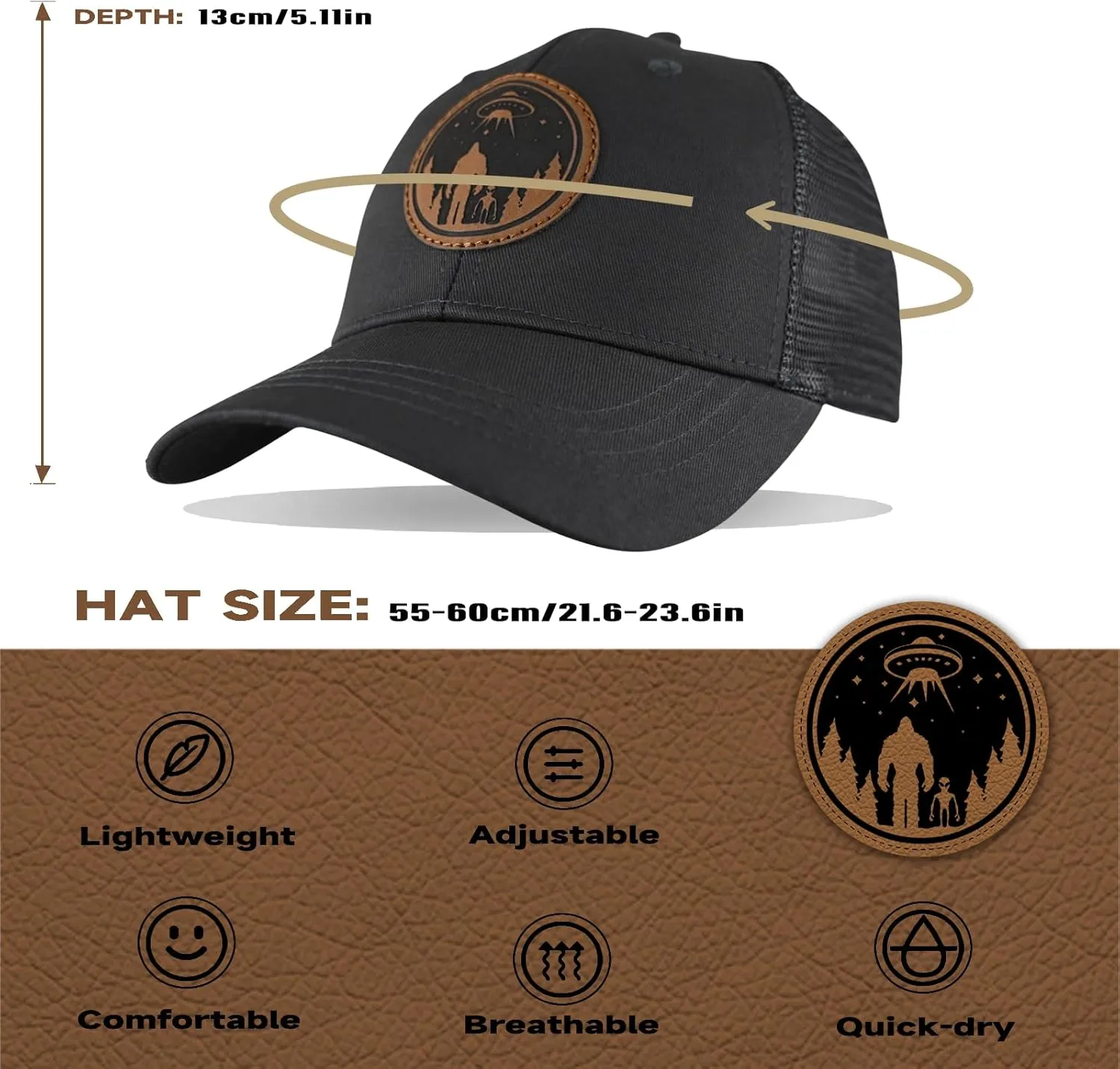 Bigfoot Sasquatch Gifts, Trucker Hats Mesh Baseball Cap Big Foot Gifts for Dad Men Bigfoot Lovers