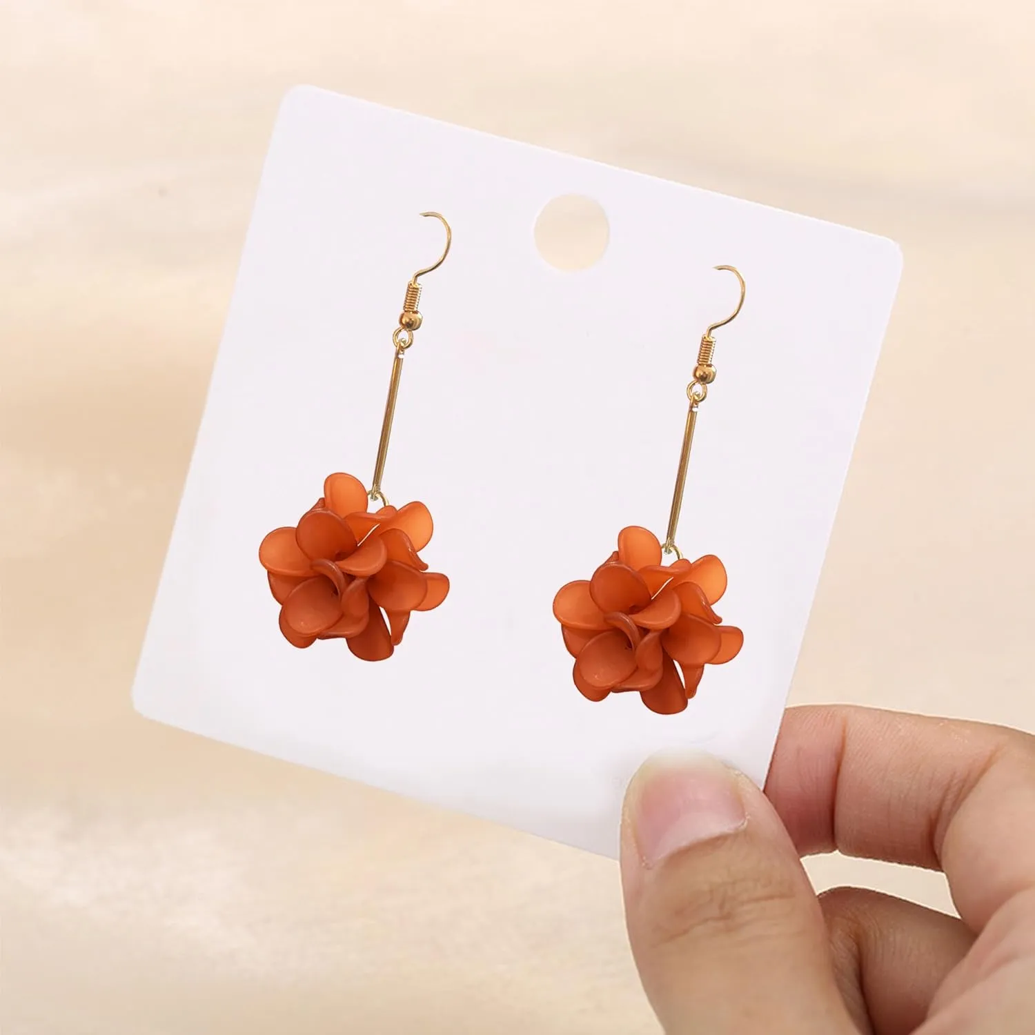 Boho Long Flower Ball Tassel Dangle Earring Layer Floral Bohemian Flower Floral Petal Tiered Drop for Women