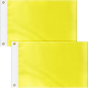 Boyiee 2 Pcs Yellow Quarantine Flag Blank Nautical Quarantine Message Flags Solid Color Nylon Boat Flag for Marine Sailing Port Entry, 12 x 18