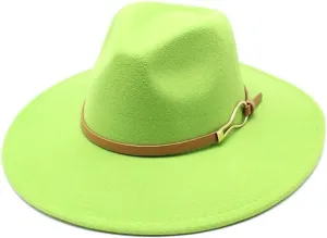 Cap Popular Large Brim Peach Heart Concave-Convex Wool Top Hat, Autumn and Winter Jazz Hat British Vintage Fashion Felt Hat Fengyan Cowboy Hats (Color : Fruit Green, Size : 56-58cm)