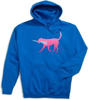 ChalkTalkSPORTS Girls Lacrosse Hooded Sweatshirt | LuLa The Lax Dog Pink Adults Sizes