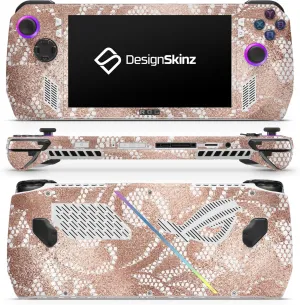 Compatible with Rog Ally - PC Skin Decal Protective Scratch Resistant Vinyl Wrap Gaming Cover - Rose Gold Lace Pattern 14