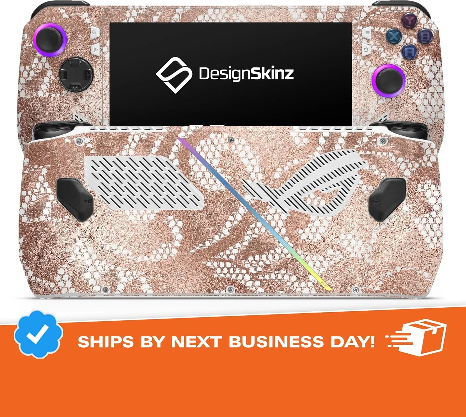 Compatible with Rog Ally - PC Skin Decal Protective Scratch Resistant Vinyl Wrap Gaming Cover - Rose Gold Lace Pattern 14