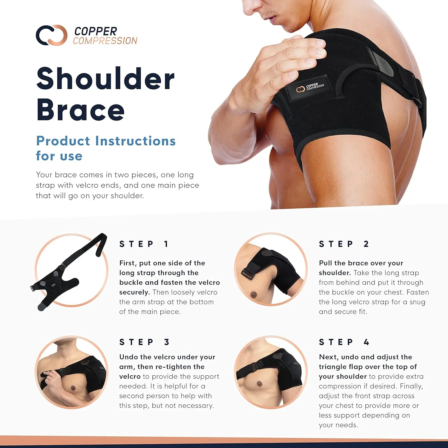 Copper Compression Recovery Shoulder Brace - Immobilizer for Torn Rotator Cuff, AC Joint Pain Relief, Dislocation, Arm Stability, Injuries, Tears - Adjustable Fits Men, Women - Black/Pink - Plus Size L/XL