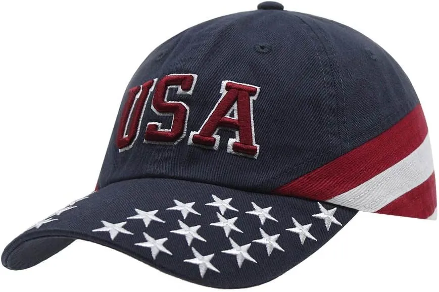 Cotton United States Flag Adjustable Baseball Cap