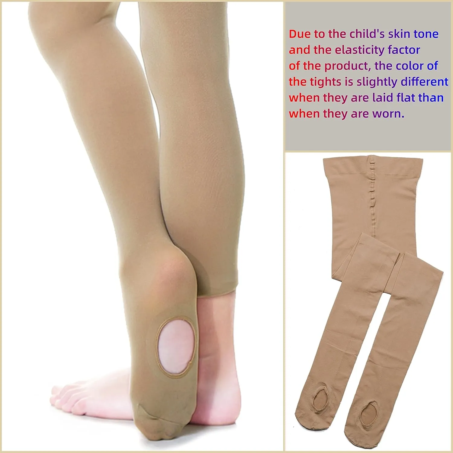 DIPUG 1/2/3 Pairs Girls' Convertible Ballet Tights/Soft Transition Dance Tight(Toddler/Kids)