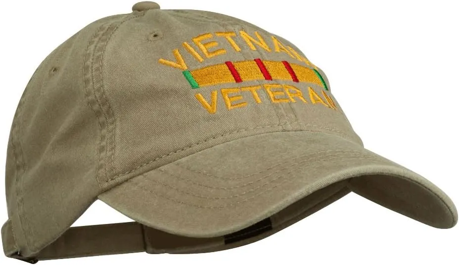 e4Hats.com Vietnam Veteran Embroidered Pigment Dyed Brass Buckle Cap