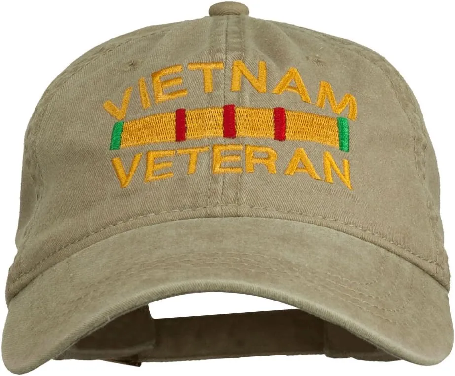 e4Hats.com Vietnam Veteran Embroidered Pigment Dyed Brass Buckle Cap