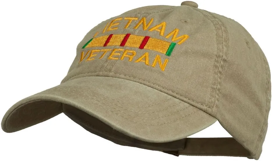 e4Hats.com Vietnam Veteran Embroidered Pigment Dyed Brass Buckle Cap