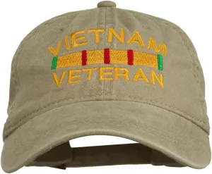 e4Hats.com Vietnam Veteran Embroidered Pigment Dyed Brass Buckle Cap