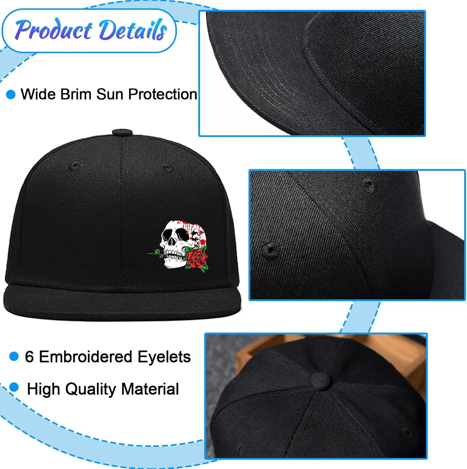 Flat Bill Hats for Men Snapback Hats for Men Baseball Cap for Men Black Snapback Women Fitting Hat