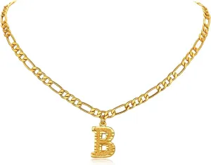 FOCALOOK Gold Initial Letter Necklaces for Women Men 14K Gold Plated Capital A-Z Initial Letter Chain 16 Inch