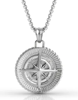 Forge & Foundry Men's Compass Pendant with Adjustable 21" Necklace Chain | Design-led, artisan jewelry from London