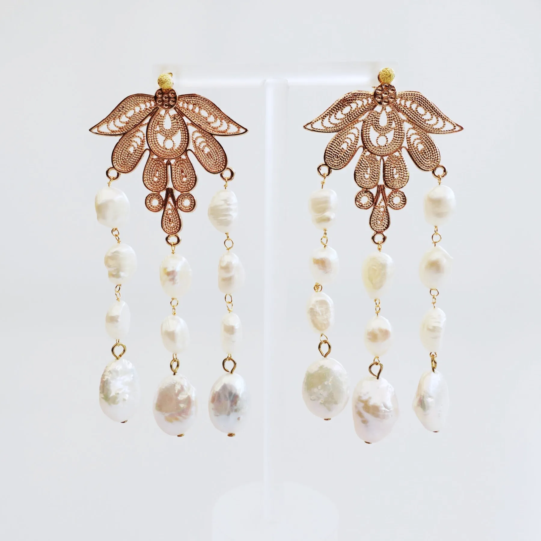 Gold Filigree Phoenix Statement Earrings