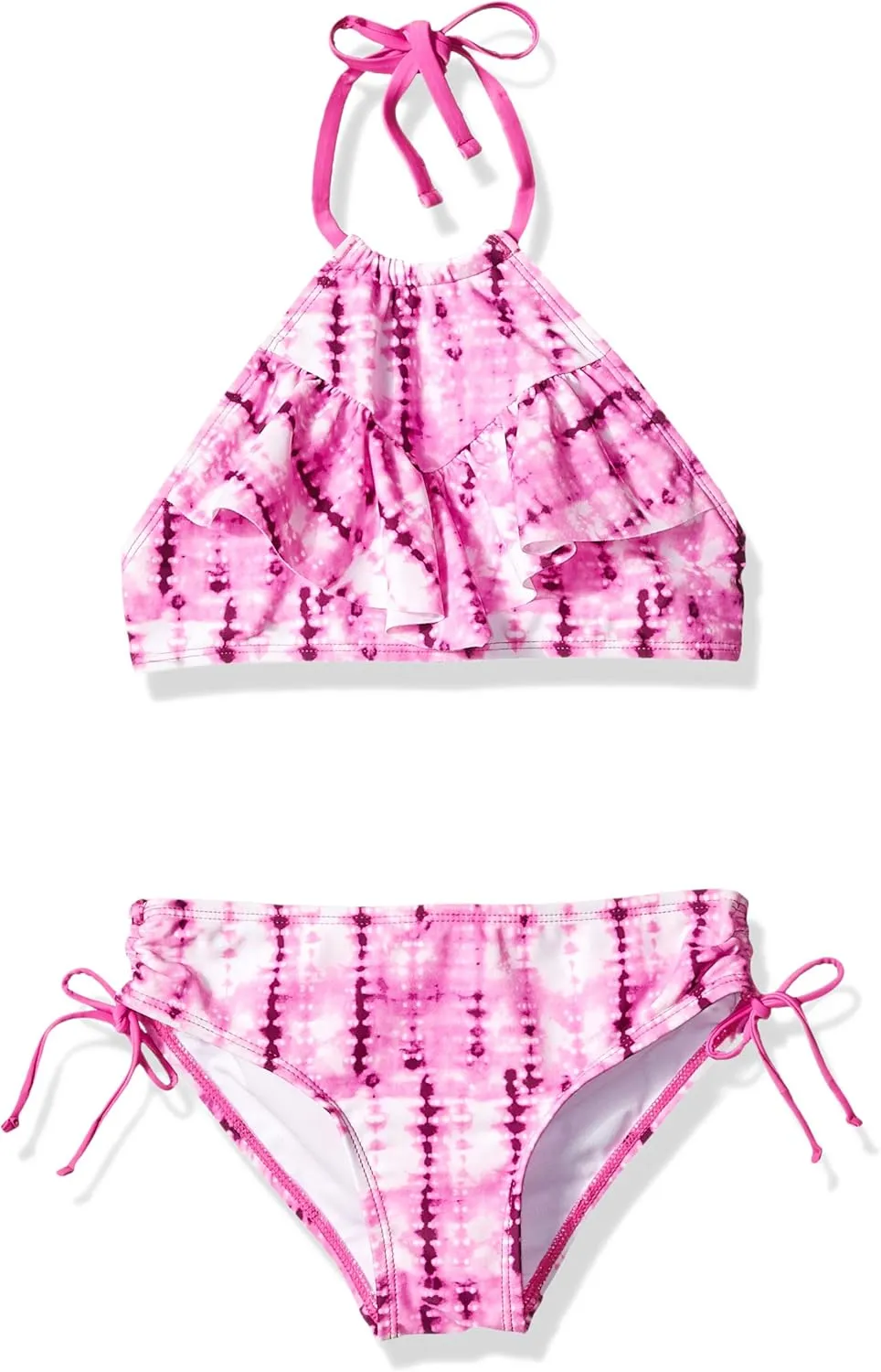 Kanu Surf Girls' Morgan Ruffle Halter Bikini 2-Piece Swimsuit, Pink, 2t