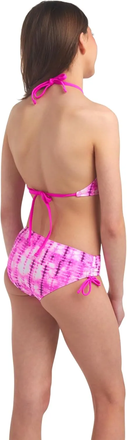 Kanu Surf Girls' Morgan Ruffle Halter Bikini 2-Piece Swimsuit, Pink, 2t