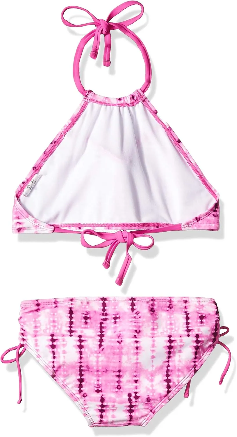 Kanu Surf Girls' Morgan Ruffle Halter Bikini 2-Piece Swimsuit, Pink, 2t