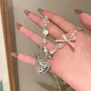Locket in a Sweet Diary Pink Dark Academia Kawaii Academia Y2K Cottagecore Coquette Fairycore Dollette Princesscore Choker