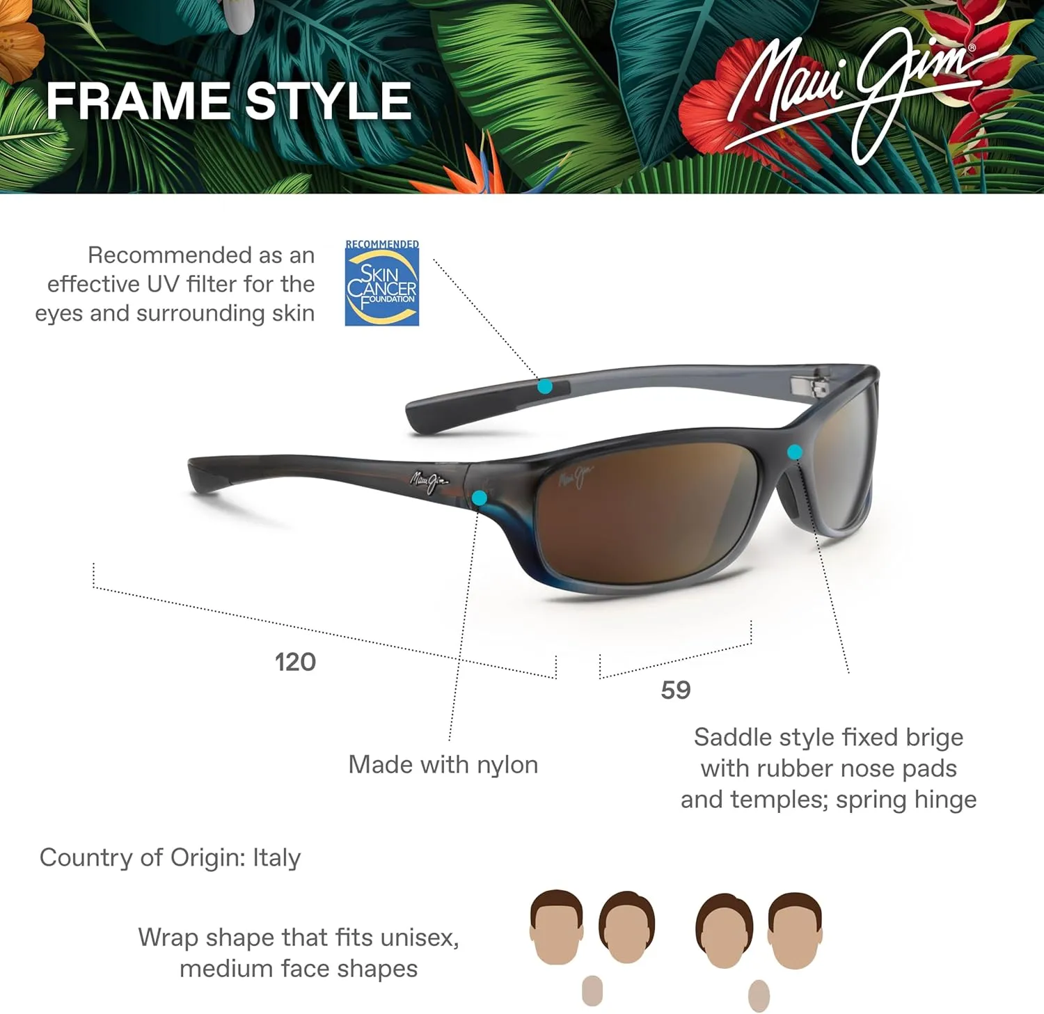Maui Jim Men's and Women's Kipahulu Polarized Wrap Sunglasses