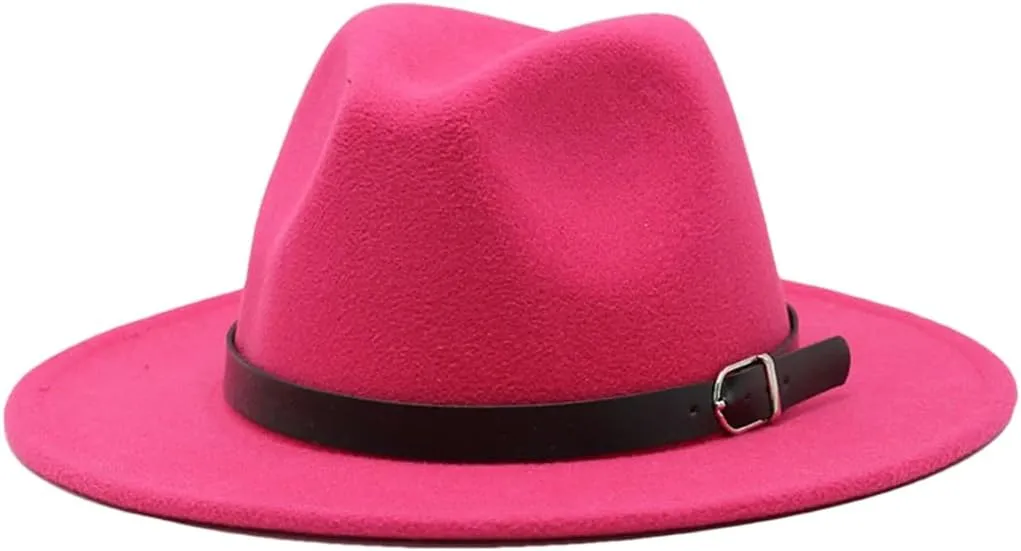 Men Fedoras Women's Jazz Hat Woolen Blend Cap Outdoor Casual Hat Panama Hat Rose Child Size 52-54CM