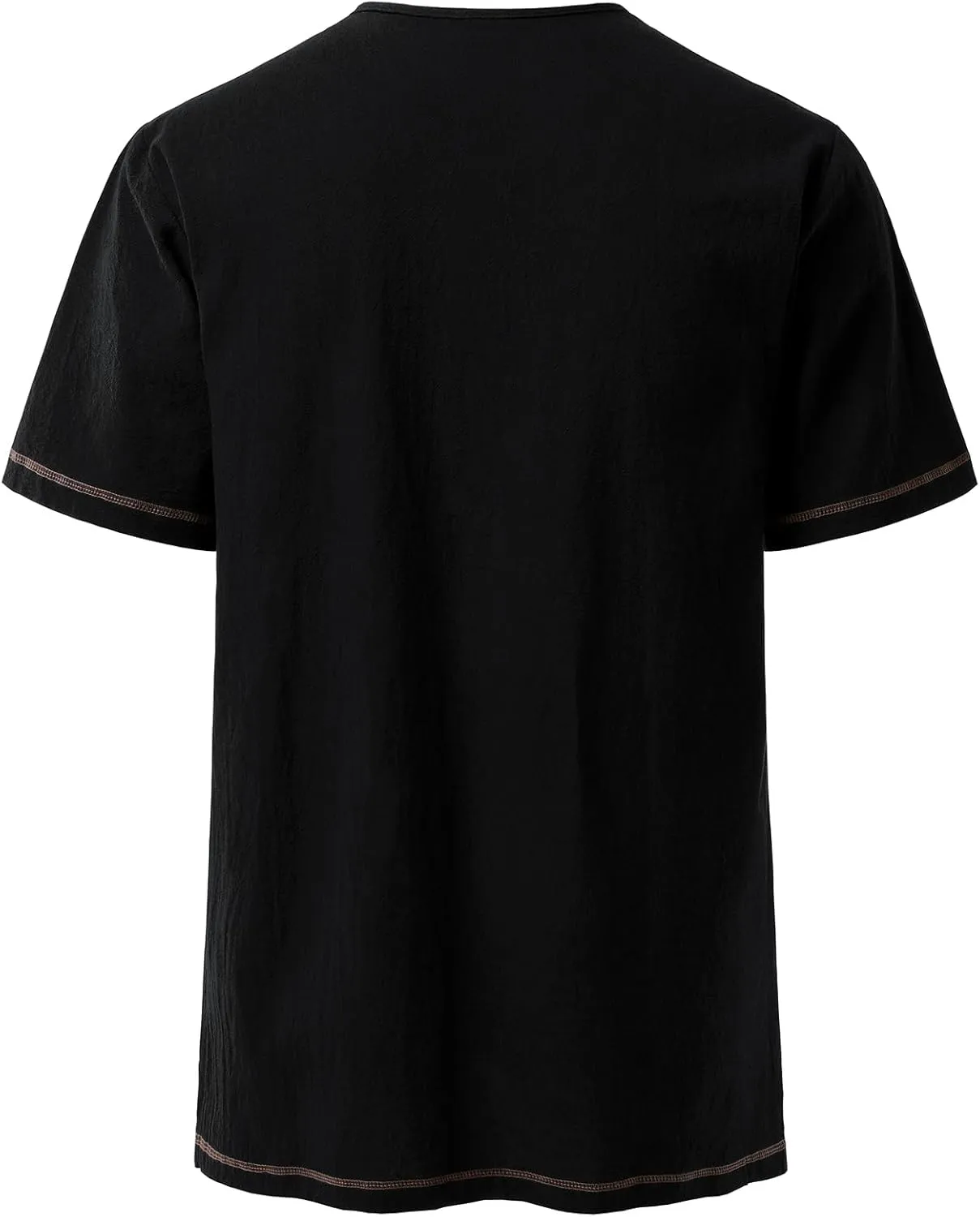 Men's Pure Cotton Retro Short Sleeves Lace Up Shirts for Casual Renaissance Pirate Medieval Viking Without Belt