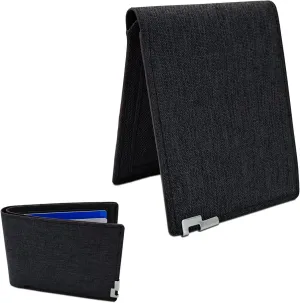 Mens Slim Wallet, Denim Fabric Men's Wallet Minimalist Wallet for Men, Mens Bifold Wallet Small Wallet for Teen Boys, Portable Credit Card Wallet for Work, Shopping (Jet Black)