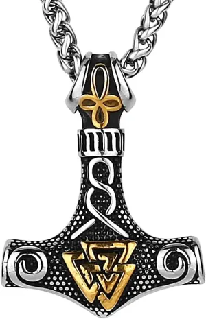 Nordic Viking Thor Hammer Mjolnir Necklace Nordic Mythology Pendant for Men Amulet Stainless Steel Jewelry Gift