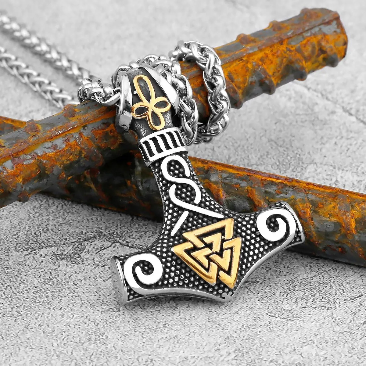 Nordic Viking Thor Hammer Mjolnir Necklace Nordic Mythology Pendant for Men Amulet Stainless Steel Jewelry Gift