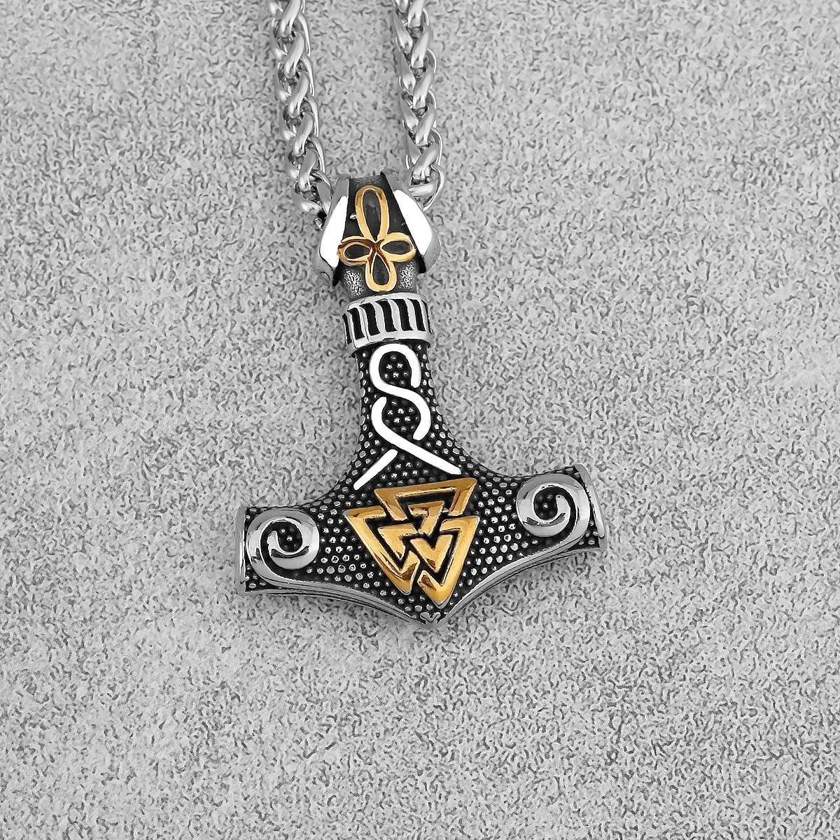 Nordic Viking Thor Hammer Mjolnir Necklace Nordic Mythology Pendant for Men Amulet Stainless Steel Jewelry Gift