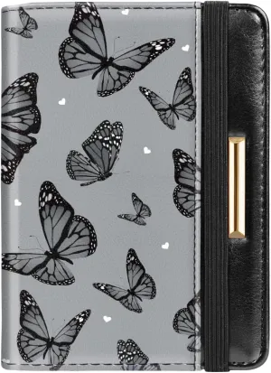 Passport Holder Cover Travel RFID Blocking Passport Cover Rose Gold Cute Flowers Passport Wallet with Elastic Band for Women