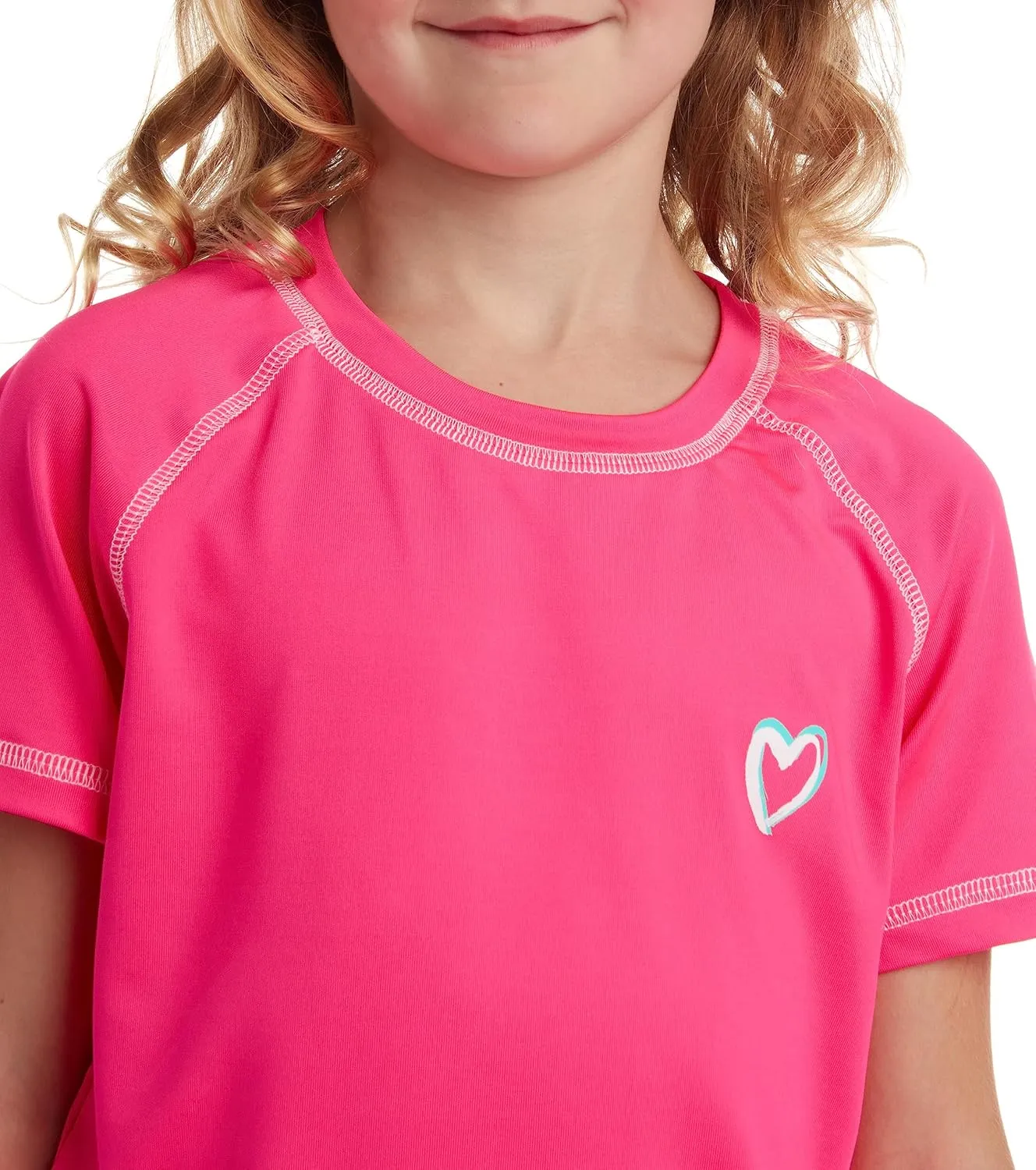 Pink Platinum Girls Rash Guard Shirt - 2 Pack UPF 50  Quick Dry Short Sleeve Swim Shirt Rash Guard for Girls (Sizes: 4-16)