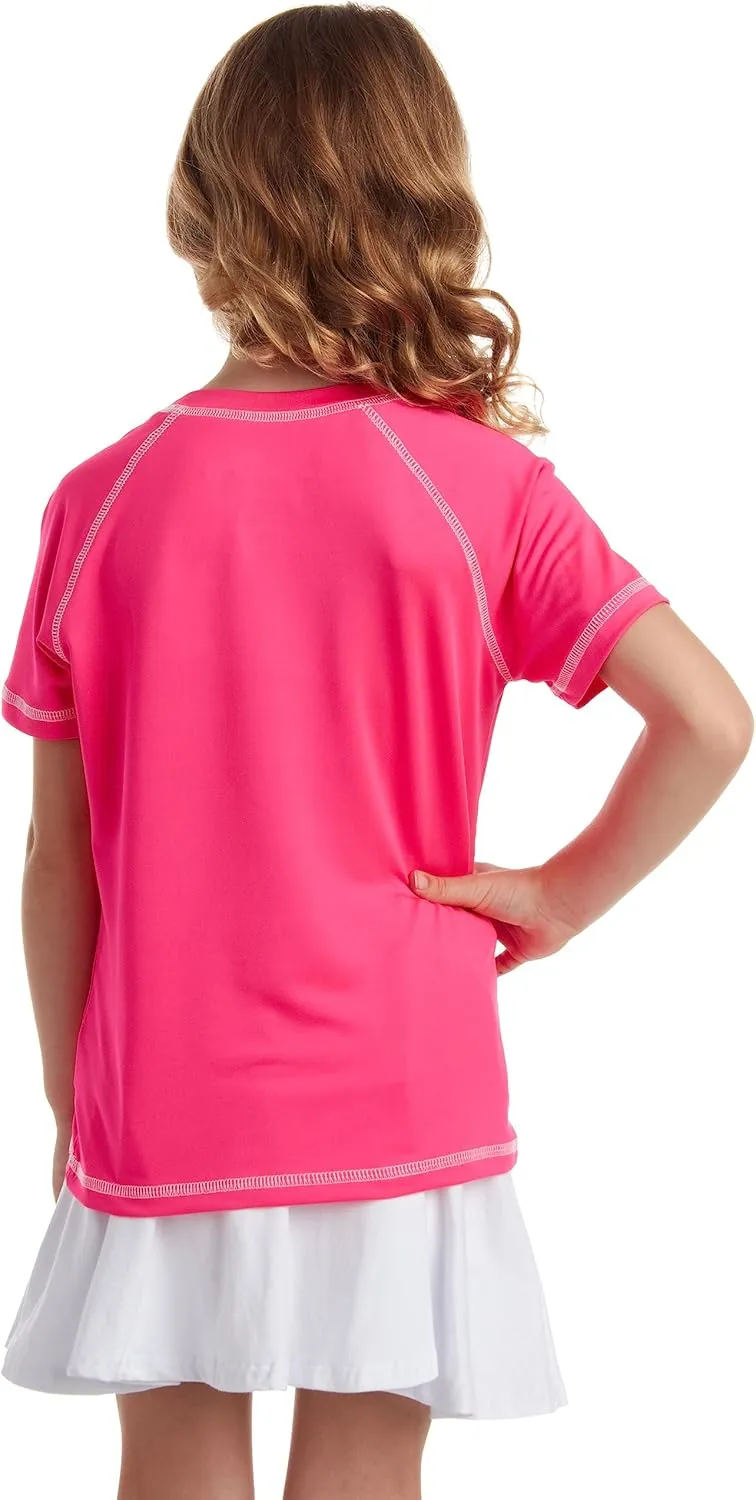 Pink Platinum Girls Rash Guard Shirt - 2 Pack UPF 50  Quick Dry Short Sleeve Swim Shirt Rash Guard for Girls (Sizes: 4-16)
