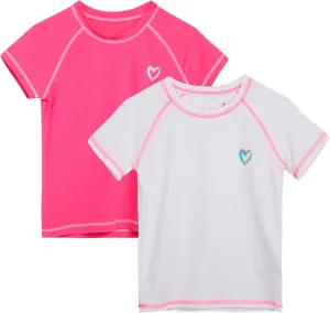 Pink Platinum Girls Rash Guard Shirt - 2 Pack UPF 50  Quick Dry Short Sleeve Swim Shirt Rash Guard for Girls (Sizes: 4-16)