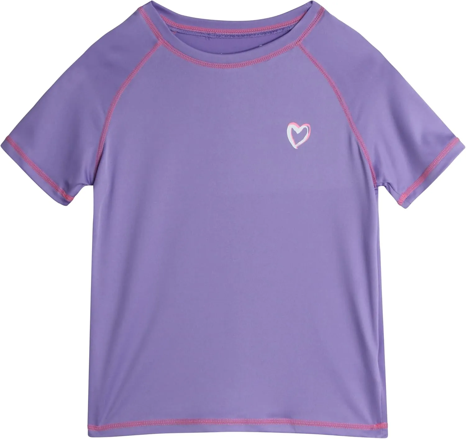 Pink Platinum Girls Rashguard - UPF 50  Sun Protection Quick Dry Short Sleeve Swim Shirt Rash Guard for Girls (Sizes: 2T-16)