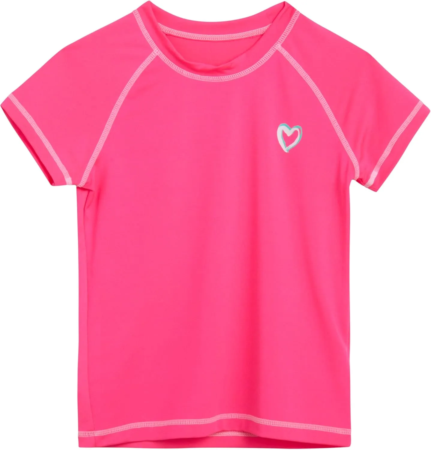 Pink Platinum Girls Rashguard - UPF 50  Sun Protection Quick Dry Short Sleeve Swim Shirt Rash Guard for Girls (Sizes: 2T-16)