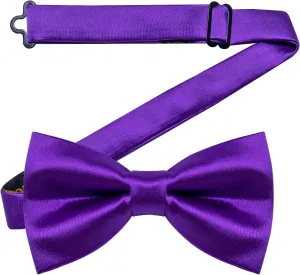 Pre-Tied Bow Tie Satin Solid Bowtie Adjustable Tuxedo Bowties for Men with Gift Box Wedding Party