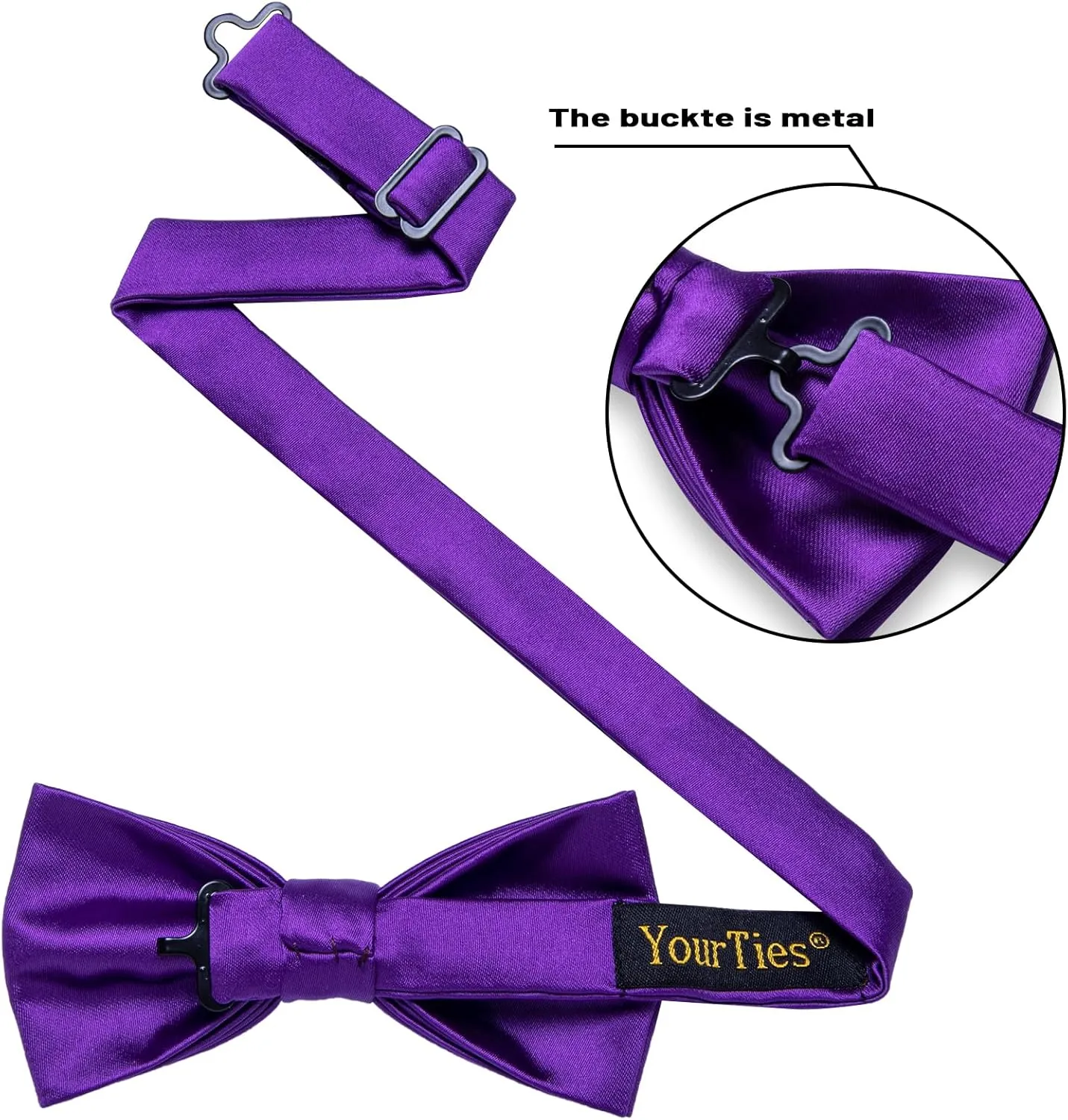 Pre-Tied Bow Tie Satin Solid Bowtie Adjustable Tuxedo Bowties for Men with Gift Box Wedding Party