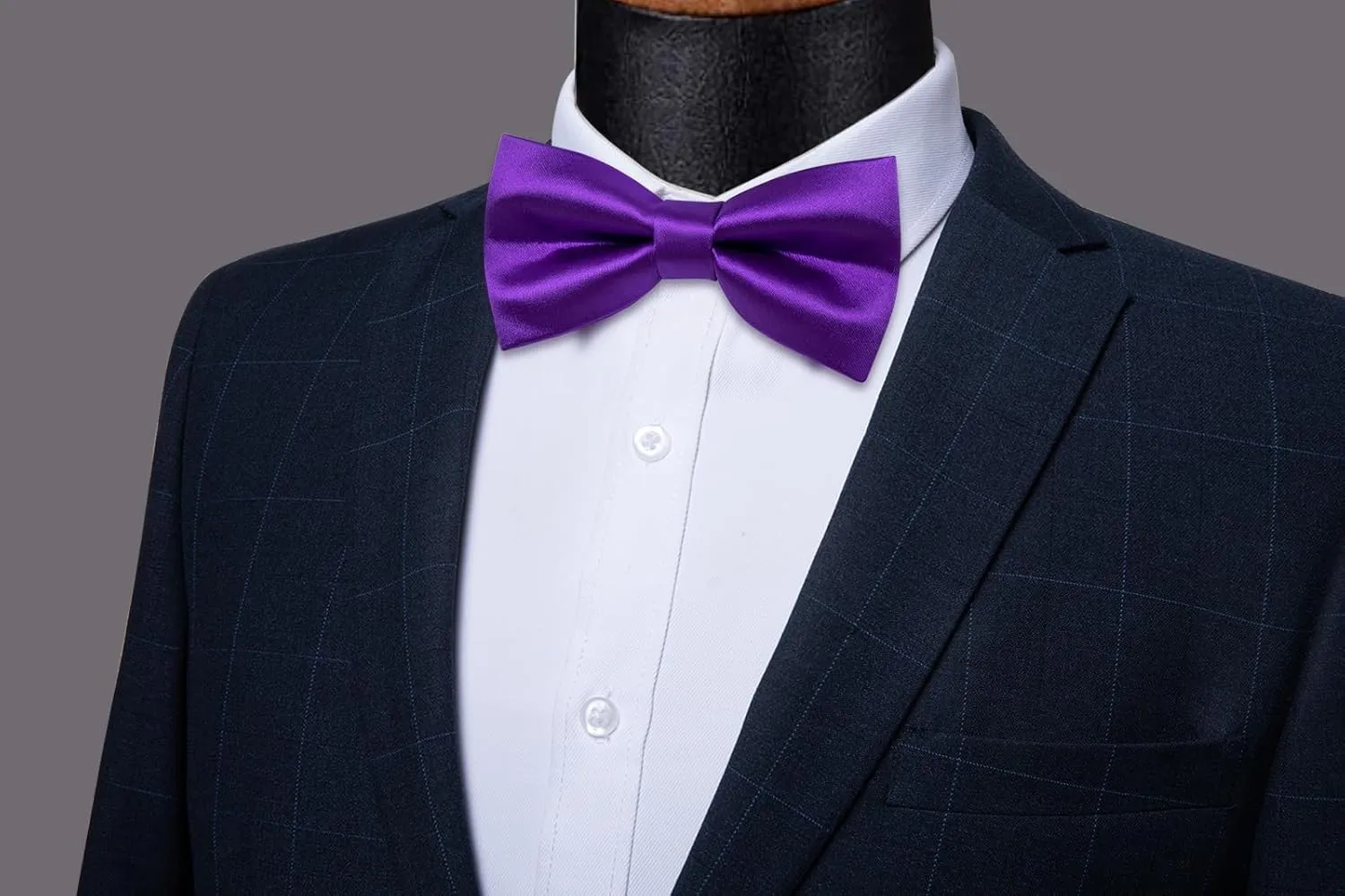 Pre-Tied Bow Tie Satin Solid Bowtie Adjustable Tuxedo Bowties for Men with Gift Box Wedding Party