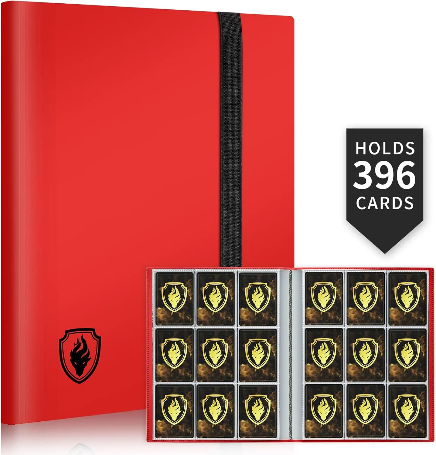 Premium 396 Pocket Trading Card Binder - Side Loading Collector Album for MTG, TCG, Game, Sport Cards - Red